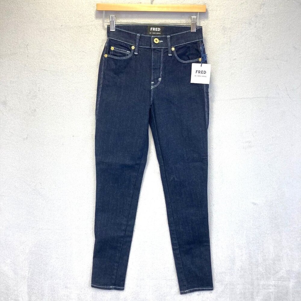 $198 FRED by Fred Segal Iconic High‎ Rise Skinny Jeans Womens  24 25X28 Blue NWT